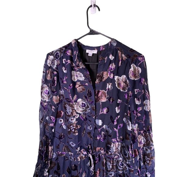 Carolina Belle Purple Floral Velvet Burnout Dress Size 8 Whimsigoth Moody Witchy - Picture 2 of 8